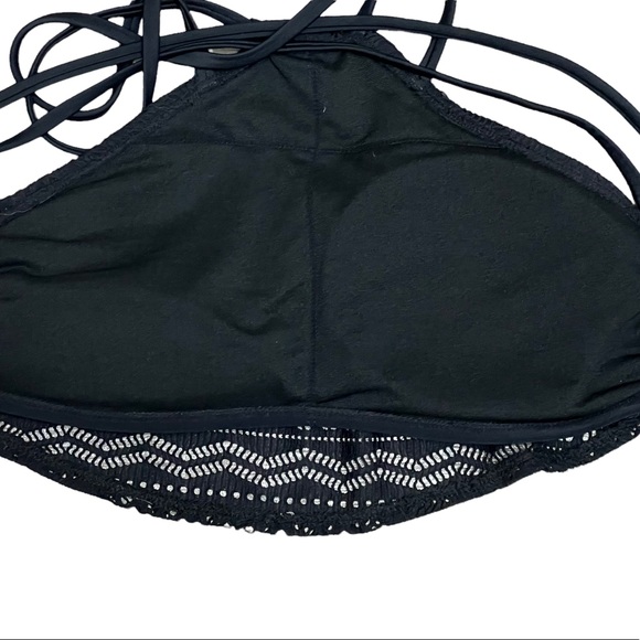 NWT Hula Honey High Neck Bikini Swim Top Black Lace Overlay XS S M XL Juniors' - Picture 5 of 13